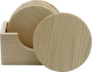 Posavasos de madera redondos de 4 pulgadas sin terminar, paquete de 6 con soporte lijado listo para manualidades decorativas DIY, posavasos y almohadillas de madera sin terminar - Product Image 2