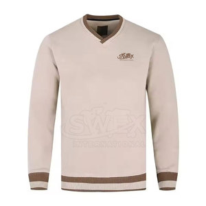 เสื้อกันหนาวคอวีธรรมดาสำหรับผู้ชายเสื้อสเวตเชิ้ตคอวีแบบลำลองสำหรับผู้ชายผ้าคอตตอนผสม - Product Image 1