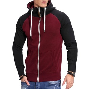 Sudadera con capucha deportiva informal de invierno para hombre, 100% algodón, empalme de Color, manga de hombro, capucha recta gruesa, buen ajuste - Product Image 1