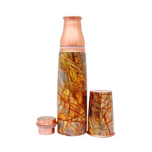 Botella de Agua de Cobre Prisma Designs al por Mayor con Impresión Única de Textura de Piedra/Mármol, Antiderrames, Ecológica, con Asa, Unisex - Product Image 1