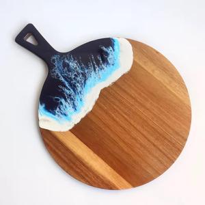 Nuevo diseño de alta calidad, resina y mármol, forma Rectangular, tabla de cortar de Color azul y blanco, vajilla, plato de queso decorativo - Product Image 4