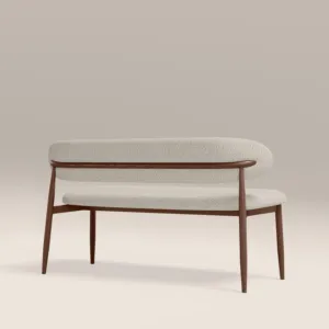 Banc de salle à manger 3 places SINTERIOR en pierre mouchetée et noyer HALSTON - Product Image 3