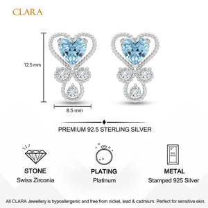 Pendientes de Plata de Ley 925 de Primera Calidad para Mujeres y Niñas, con Corazón de Oro de 14K y Gotas de Agua, con Diamantes y Zafiros de Corte Princesa - Product Image 5
