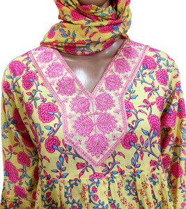 Modern Designed Moroccan Style Cotton Printed Maxi <b>Kaftan</b> Customized XXL <b>Size</b> Night Gown for Women <b>Plus</b> <b>Size</b> Features Dress - Product Image 3
