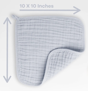 Customized Six-Layer Organic Cotton <b>Muslin</b> Solid Dyed <b>Baby</b> Clothing Light Grey Pack of 6 - Product Image 2