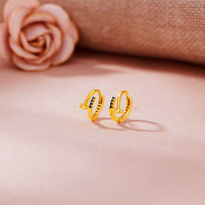 Rhodium Plated Geometric Hoop & Huggie <b>Earrings</b> with Zircon <b>Pearl</b> & <b>Diamond</b> Accents - Product Image 1