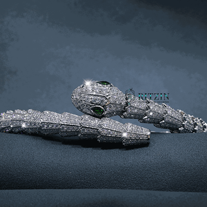 Bracelet pour femme Ritzin en moissanite blanche ronde brillante, en argent sterling 925, style serpent, style hip-hop, pour les fêtes - Product Image 1