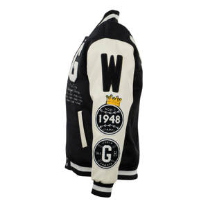 Parches de chenilla bordados a medida, chaquetas de béisbol Letterman, camiseta de béisbol en blanco y negro para adultos - Product Image 3