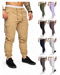 Pantalones Jogger Cargo Ajustados de Venta Caliente, Estilo Holgado con Múltiples Bolsillos, Ropa Casual para Exteriores, Cintura con Cordón Ajustable - Product Image 1