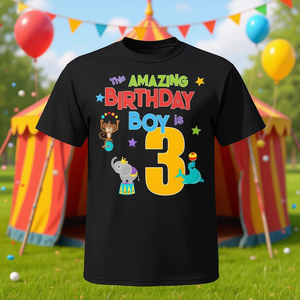 T-shirt de cirque incroyable pour garçon de 3 ans, pour la fête d'anniversaire des enfants - Product Image 3