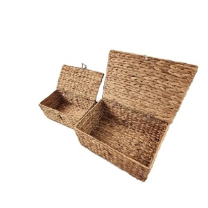 OEM Vintage Natural Water Hyacinth Storage Boxes Eco-friendly Flexible <b>Lid</b> Multifunctional Household Bin Made in Vintage Style - Product Image 1