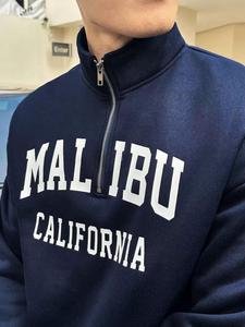 2025 automne personnalisé col haut avec fermeture éclair Streetwear hommes sweats quart-Zip sweats à capuche sweats poids lourd surdimensionné - Product Image 3