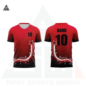 Maillot de football d'entraînement personnalisé unisexe, club, séchage rapide, 100% polyester, col en V, manches courtes, uniforme de football - Product Image 2