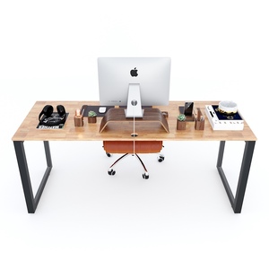Escritorio de Madera de Caucho Trian II HBTG009 de 180x70cm con Patas Triangulares de Hierro, Diseño Moderno Minimalista para Dormitorio de Lujo y Uso Doméstico - Product Image 2