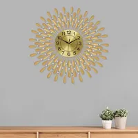 Offre spéciale, horloge murale de luxe en or avec design en cristal, montre à quartz silencieuse, décoration murale 3d pour le salon