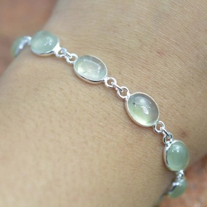 925 Sterling <b>Silver</b> Rhodium Plated <b>Bracelet</b> with Prehnite Topaz Diamond and Pearl Gemstones Rose Gold Religious Style <b>Bangles</b> - Product Image 2