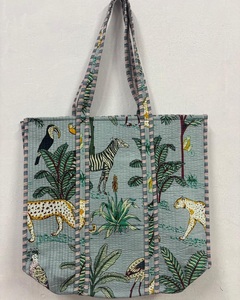 Sac à bandoulière matelassé fait à la main indien grand sac de plage en coton fermeture ouverte bloc à main imprimé Design pour les femmes été automne utilisation - Product Image 3