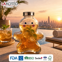 Bouteille en verre en forme de pain d'épices LAKOTTO 450 ml avec couvercle, vente en gros de verrerie, approvisionnement en vrac, cadeau promotionnel, logo personnalisé, OEM
