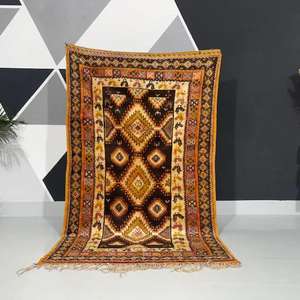 พรมโมร็อกโกแท้ ทำมือจากขนสัตว์ ลายเบอร์เบอร์แบบดั้งเดิม สไตล์วินเทจและโมเดิร์น สำหรับตกแต่งบ้าน - Product Image 1