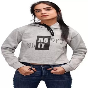 Sweat à capuche court imprimé pour femmes de qualité supérieure Style hiver décontracté Ajustement parfait pour toute occasion approvisionnement ODM - Product Image 2