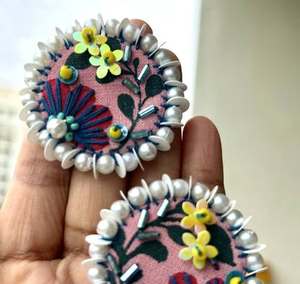 Pendientes Bordados Personalizados con Múltiples Cuentas, Joyería Festiva para Mujer al Mejor Precio, Pendientes con Cuentas Hechos en India - Product Image 6