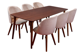 Enlander Ensemble de salle à manger moderne de 6 places avec design rectangulaire en bois de frêne brun massif pour la maison, la villa, l'hôtel et le restaurant - Product Image 6