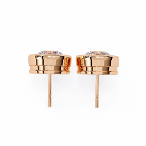 Pendientes de tuerca con diamante cultivado en laboratorio, diseño único con engaste de bisel en oro rosa chapado en oro de 18K, modernos, de oro de 14K con perla como piedra principal - Product Image 5