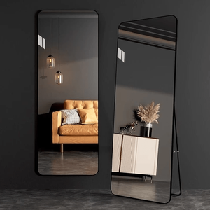 Specchio Rettangolare a Figura Intera Stile Antico Smartspace 57x162cm Nero, Vetro Spesso 6mm Senza Cornice per Casa e Ufficio - Product Image 1