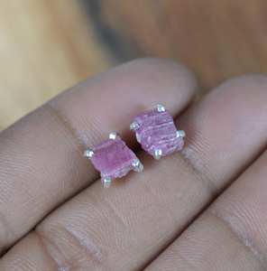 Rubis brut 925 boucle d'oreille en argent Sterling personnalisé pierre naturelle cadeau de fiançailles de mariage Vintage - Product Image 2