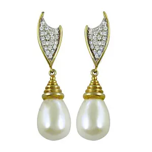 Elegant Women's Gold Plating Teardrop <b>Pearl</b> Drop Earrings Fashionable <b>Jewelry</b> - Product Image 2