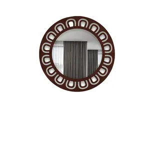Luxury Wooden Designer Copper finished Round Vanity Mirror The Quality collection Manufacture and Supplier