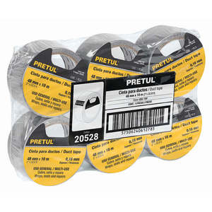 Cinta Adhesiva Industrial Premium de 48 mm x 10 m con Respaldo de Tela, Adhesivo de Goma, Pretul CDU-10P, de una Sola Cara, Sensible a la Presión, de Polietileno - Product Image 1
