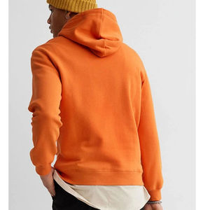 Men's <b>Orange</b> Hooded Sweatshirt Regular Fit Solid Color Cotton <b>Fleece</b> Casual Autumn Wear Pocket Design Knitted Hoodie - Product Image 2