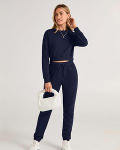 Luxe femmes Streetwear à capuche solide survêtement deux pièces ensemble tissu de haute qualité pour Premium confort mode Fitness Yoga - Product Image 3