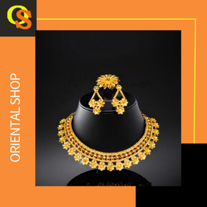 Factory Sale <b>Necklace</b> <b>Earrings</b> Ring <b>Set</b> with 22K <b>Gold</b> Plated Traditional Designed Bridal Jewelry <b>Set</b> for Sale - Product Image 3