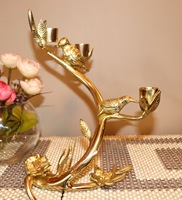 Support de bougie en laiton doré en forme de fleur, design moderne, finition dorée, fait à la main, pour la décoration de la maison à Pâques, modèle KSN-CS-152 KSN