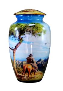 Urnes de crémation en métal en laiton de nouvelle conception très demandées finition en émail en gros urnes de cendres humaines adultes mémorial en aluminium - Product Image 5