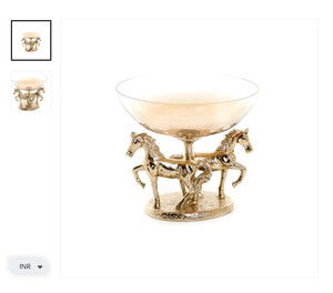 Bol décoratif en métal doré Design de cheval Pièce maîtresse polyvalente Décoration de table de luxe fonctionnelle pour le service Présentoir de rangement - Product Image 4