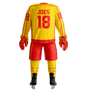 Uniformes de hockey sur glace à col en V de haute qualité, ensemble de polyester régulier à sublimation complète - Product Image 3