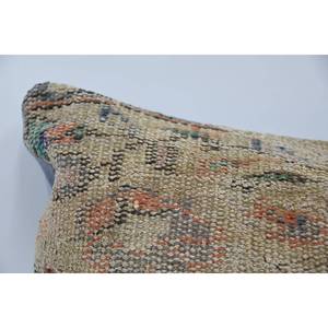 <b>Beige</b> Wool Kantha Patchwork Pillow 16x24 Inch Decorative <b>Cushion</b> Woven Embroidered Vintage Square Print Portable Bedding Floor - Product Image 2