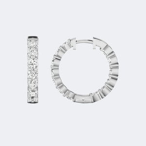 Pendientes de Aro con Diamantes Redondos de 2.60CTW, Oro de 14k, Diamantes Cultivados en Laboratorio, Color D, VVS, Aros Clásicos Grandes para Mujer - Product Image 2