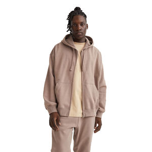 เสื้อมีฮู้ดซิปหน้าสำหรับผู้ชายเสื้อมีฮู้ดแบบรูดซิปสีน้ำตาลกาแฟทั่วไป - Product Image 1