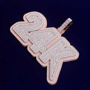 Gros Hip Hop Garçon Hommes Bijoux Glacé Bling 925 Sterling Silver Moissanite Diamant Pendentif Grand Charme Forme Pendentif - Product Image 2