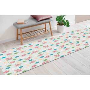 Tapis floral : imprimé fleurs colorées, décoration moderne et douce, tapis en chenille - Product Image 4