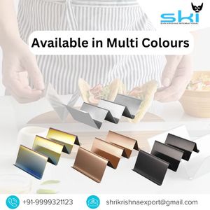 Vente en gros Supports à tacos en acier inoxydable Plateaux de cuisson allant au four Gravure sur plante Support debout en métal durable de haute qualité Parties - Product Image 3