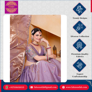 Lehenga choli คอลเลกชันใหม่ที่ไม่ซ้ำกันของการแต่งงานสวมใส่แบบดั้งเดิมผ้าไหม fendy งานปัก - Product Image 3