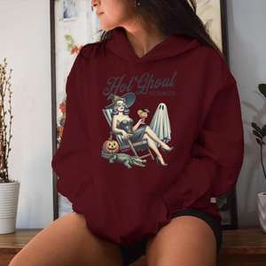 Sweat à capuche classique pour femme avec fermeture à glissière graphique à épaules tombantes marron, anti-rides, respirant, vierge, pleine longueur - Product Image 4