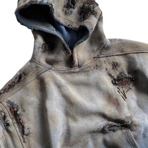 Sudaderas con capucha desgastadas lavadas con ácido de gran tamaño personalizadas para hombres, sudaderas con capucha vintage de gran tamaño rasgadas, sudaderas con capucha de peso pesado al por mayor para hombres 2026 - Product Image 2