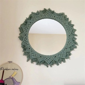 Espejo colgante de pared de macramé bohemio de lujo moderno más vendido, cordón de algodón 100% hecho a mano para uso decorativo en el hogar, precio al por mayor - Product Image 6