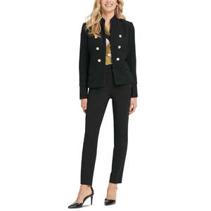 Giacca Militare DKNY da Donna con Collo Alto e Doppio Petto, Nera Tinta Unita, Taglia 12, Capospalla Invernale con Cappuccio per la Stagione Autunnale - Product Image 3